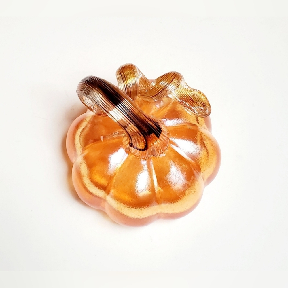 Small Orange Glass Pumpkin Fall Halloween Decor